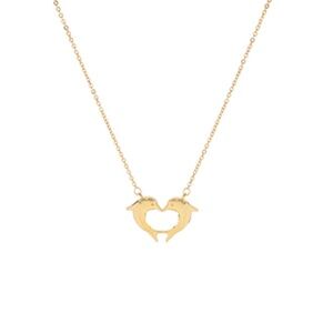 2 Dolpin Heart Pendant Necklace